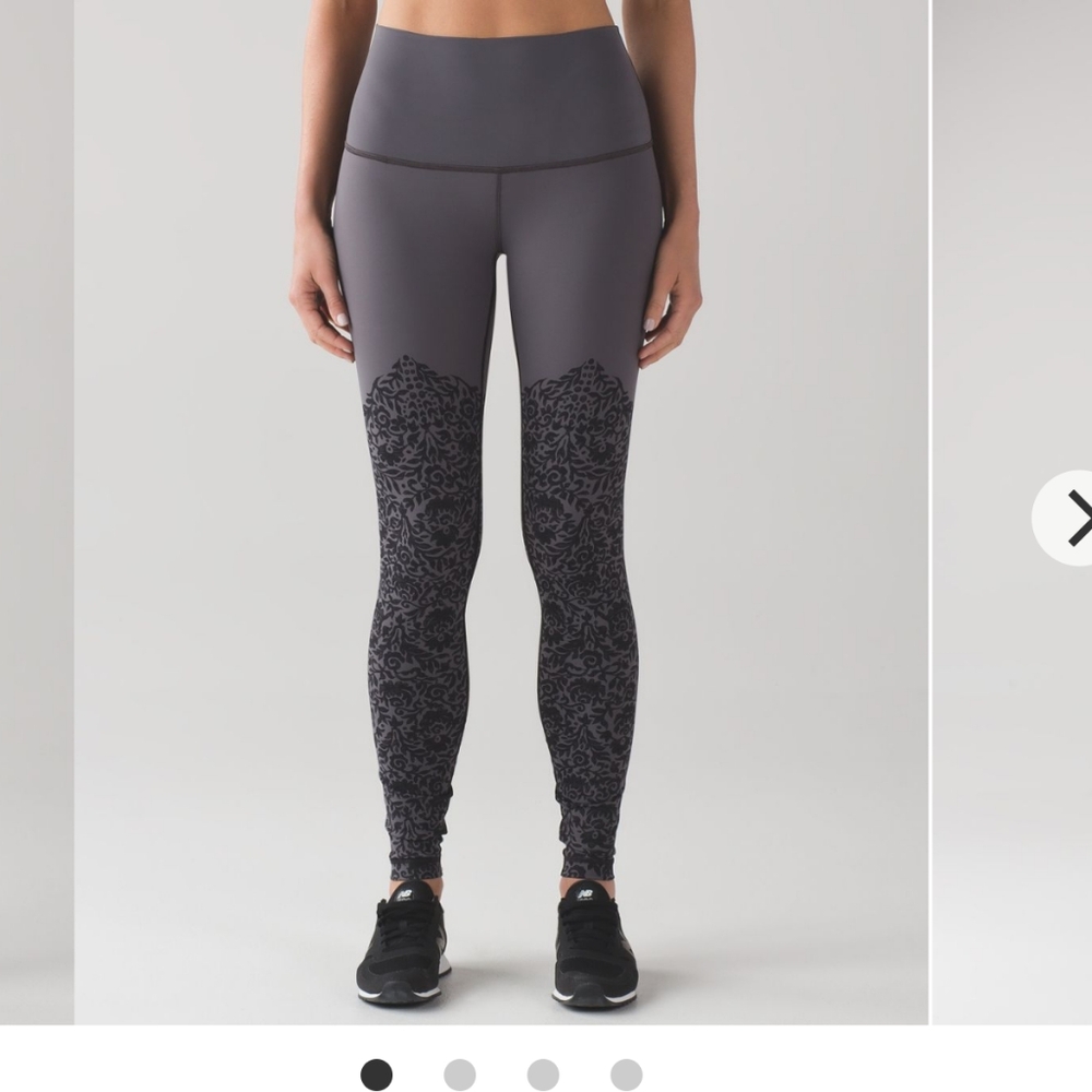 Lululemon Wunder Under Pant - Dark Gray with Lace Print